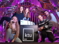 Murad with a team at KTU startup competition.