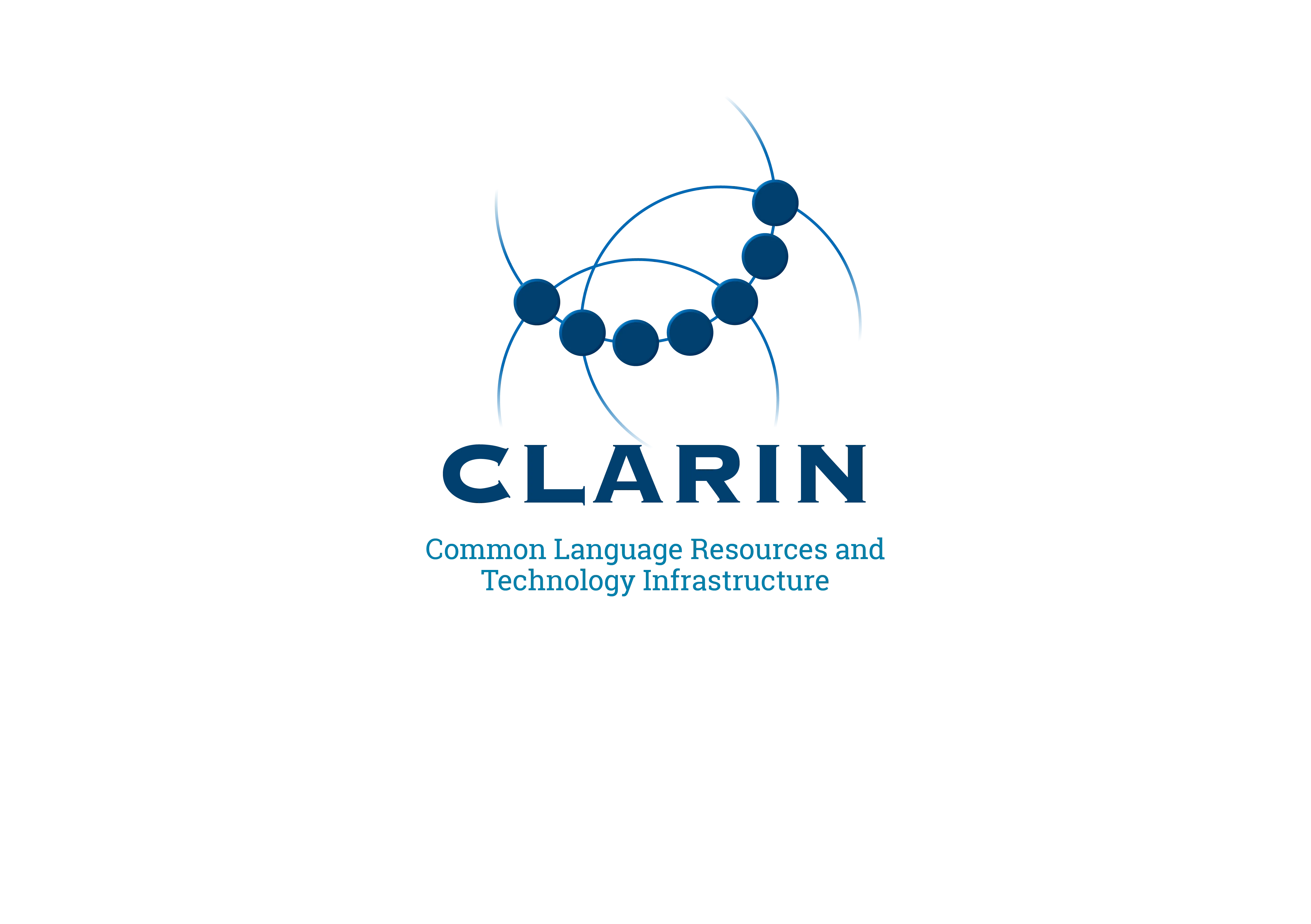 Bendrosios kalbos i&scaron;teklių ir technologinės infrastruktūros logotipas, nukreipiantis vartotojus į https://www.clarin.eu/ puslapį