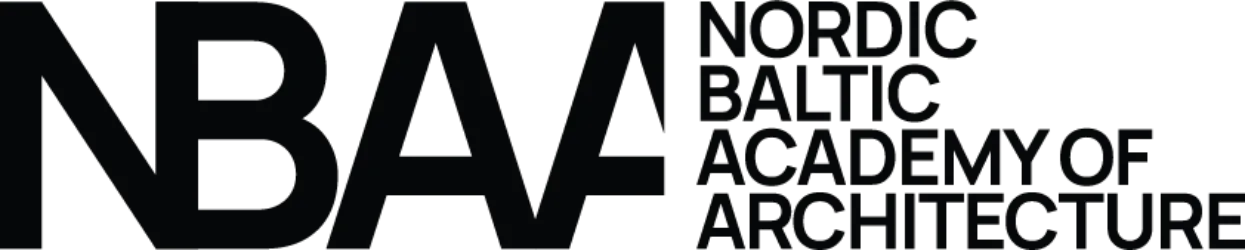 &Scaron;iaurės ir Baltijos &scaron;alių architektūros akademijos logotipas, nukreipiantis vartotojus į https://www.nbaainfo.org/ puslapį