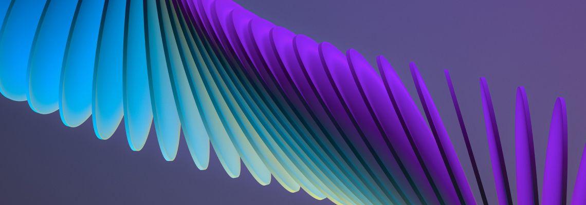 Abstract blue and purple flowing shapes symbolising collaboration, networking and interconnectedness between KTU associated institutions.