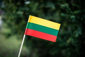 Lithuanian flag on green background
