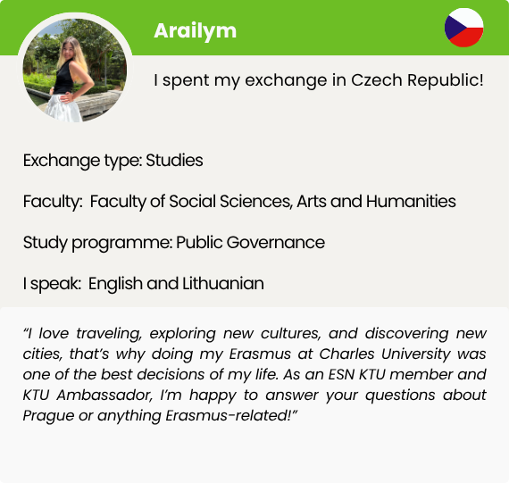 Exchange counsellor profile card. Arailym