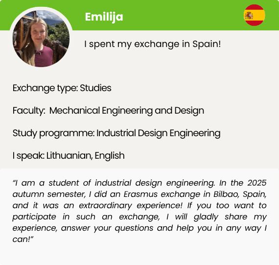 Exchange counsellor profile card. Emilija