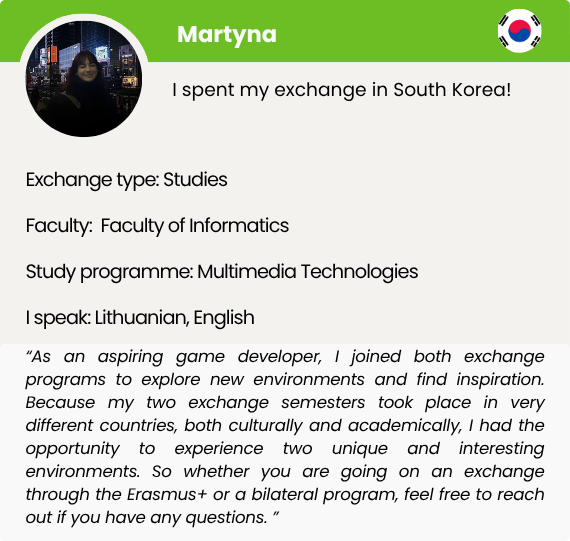 Exchange counsellor profile card. Martyna