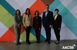 KTU representatives receiving the AACSB accreditation in the USA