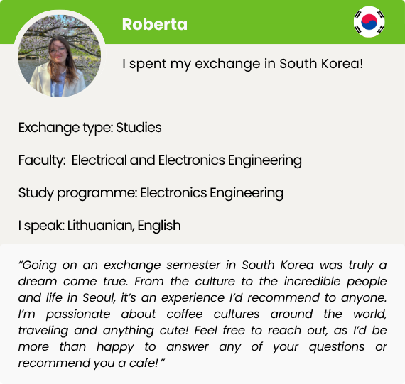 Exchange counsellor profile card. Roberta